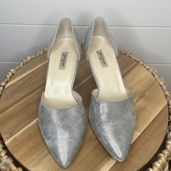 Paul Green Metallic Silver Gold D’Orsay Heels Pumps - Picture 4 of 6